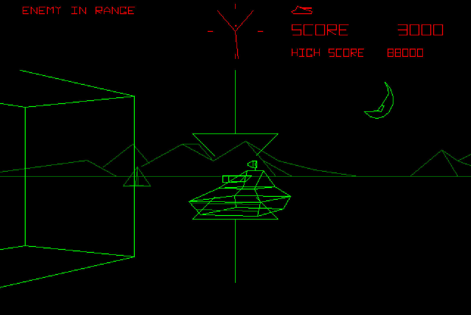 Screenshot from classic video game, Battlezone